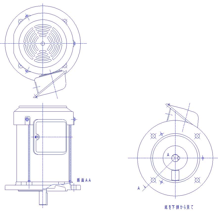 三菱　三相　全閉外扇　フランジ取付　モータ　SF-PRV-0.4kW-2P-200V　　