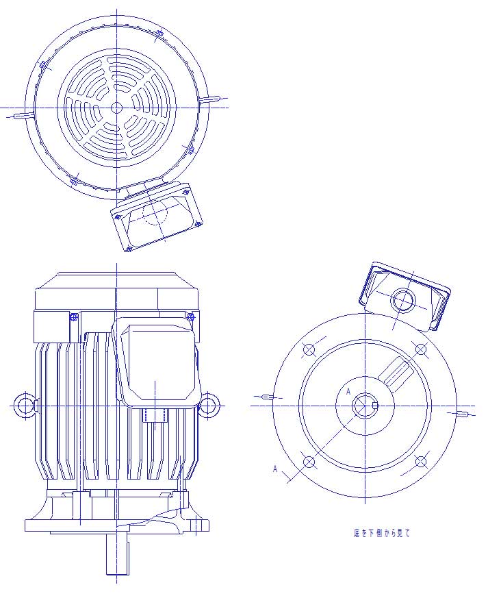 三菱　三相　全閉外扇　フランジ取付　モータ　SF-PRVO-3.7kW-4P-200V　　