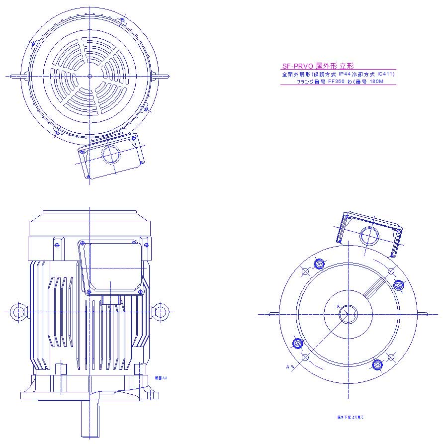 三菱　三相　全閉外扇　フランジ取付　モータ　SF-PRVO-18.5kW-4P-200V　　
